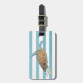 Monogram Mooie Kust Geschilderde Zeeschildpad Bagagelabel (Voorkant verticaal)