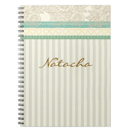 Monogram mooie pastel kant met strepen collage notitieboek