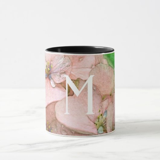 Monogram Mooie Perzik Waterverf Flower Mok (Midden)