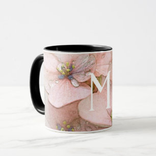 Monogram Mooie Perzik Waterverf Flower Mok