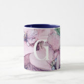 Monogram Mooie Roze Waterverf Flower Mok (Midden)