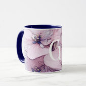 Monogram Mooie Roze Waterverf Flower Mok (Voorkant links)