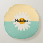 Monogram Mooie twee tonen Blauw Beige bloemen Rond Kussen (Voorkant)