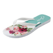 Monogram mooie waterverf bloemenblauw Bourgogne Teenslippers (Schuin)