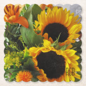 Monogram, Mooie Zonnebloemen in de Herfst Kartonnen Onderzetters (Voorkant)