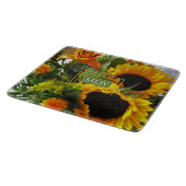 Monogram, mooie zonnebloemen Print Glass Snijplank (Hoek)