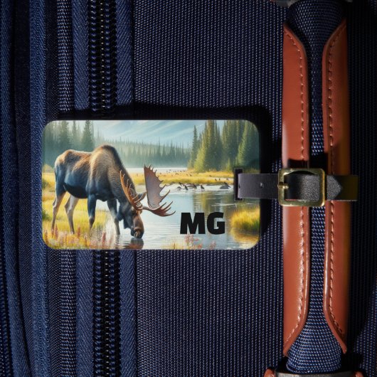 Monogram Moose Mannen reizen Bagagelabel (Voorkant Insitu 4)