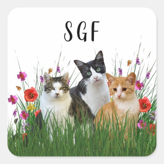 Monogram Moppige Katten Sticker (Voorkant)