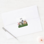 Monogram Moppige Katten Sticker (Envelop)