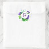 Monogram Morning Glory Purple Flowers Ronde Sticker (Tas)