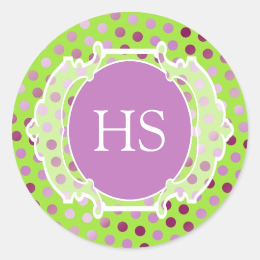 Monogram Moroccan art deco Ronde Sticker (Voorkant)