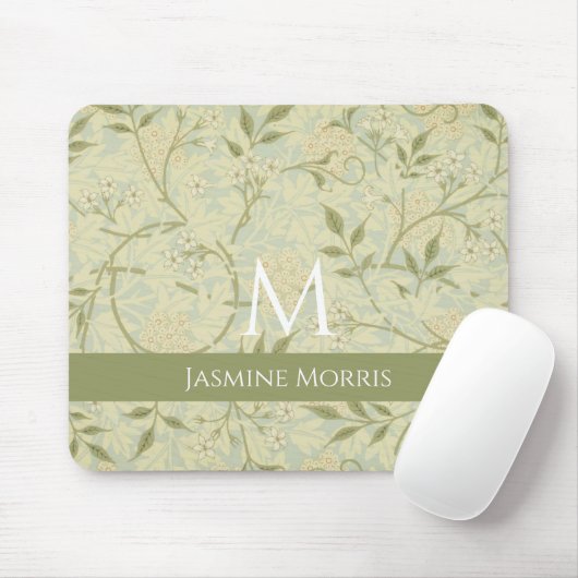 Monogram Morris Jasmine Floral - Aangepaste naam Muismat (Met muis)