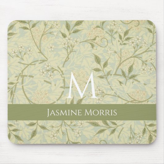 Monogram Morris Jasmine Vintage Bloemige Aangepast Muismat (Voorkant)