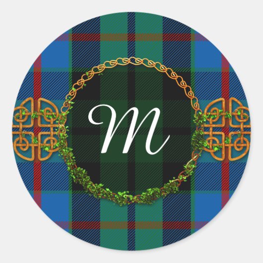 Monogram Morrison Tartan Ronde Sticker (Voorkant)