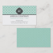 MONOGRAM morrocan tegel patroon mint groen grijs Visitekaartje (Voorkant / Achterkant)