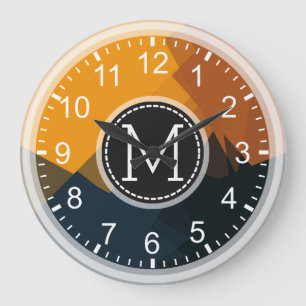 Monogram Mosaic Modern Pop Geel Zwart Grote Klok
