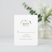 Monogram Mosgroen RSVP Kaart (Staand voorkant)