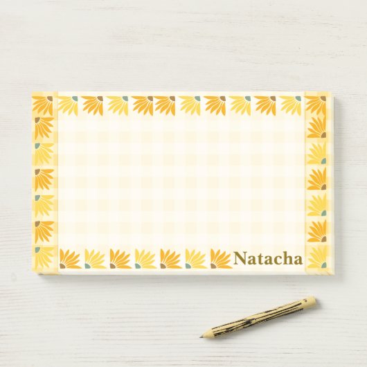 Monogram mosterd bloemenachtergrond Kleurrijke kun Post-it® Notes (Op bureau)