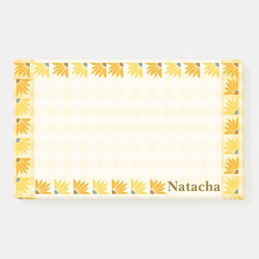 Monogram mosterd bloemenachtergrond Kleurrijke kun Post-it® Notes (Voorkant)