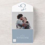 Monogram mosterdblauw huwelijk in één uitnodiging (Buitenkant)