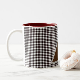 Monogram Motief Aanpassen Chic Plaid Tweekleurige Koffiemok