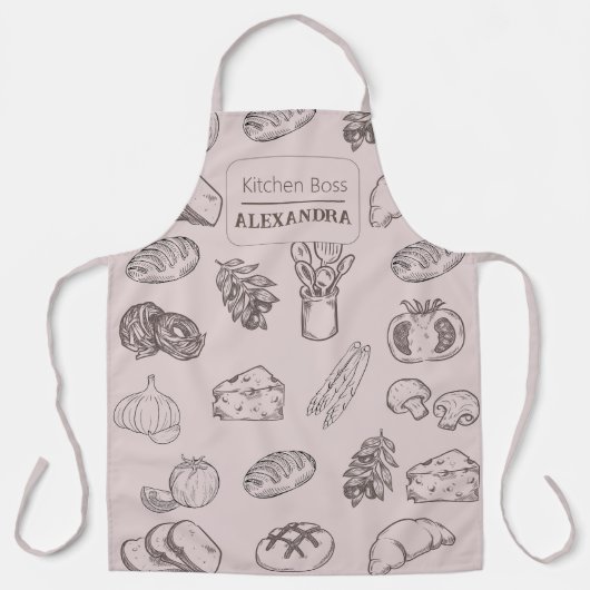 Monogram motief van bakkerij Roze en Grijs Schort (Voorkant)