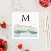 Monogram Mountain Lake Wedding Cocktail Napkin Servet (Insitu)
