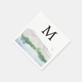 Monogram Mountain Lake Wedding Cocktail Napkin Servet (Hoek)