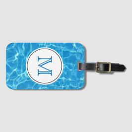 Monogram mousserend blauw zwemwater bagagelabel
