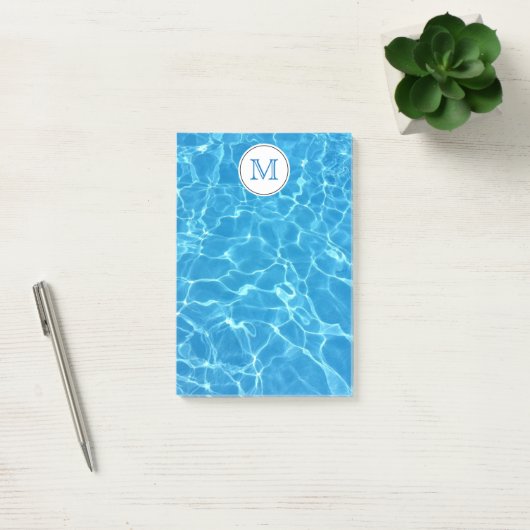 Monogram mousserend blauw zwemwater post-it® notes (Kantoor)