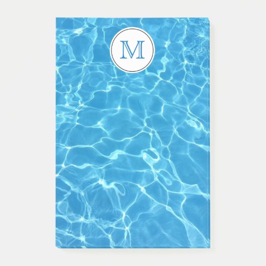 Monogram mousserend blauw zwemwater post-it® notes (Voorkant)