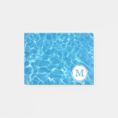 Monogram mousserend blauw zwemwater post-it® notes (Voorkant)