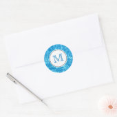 Monogram mousserend blauw zwemwater ronde sticker (Envelop)