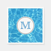 Monogram mousserend blauw zwemwater servet (Voorkant)
