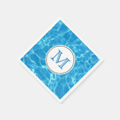Monogram mousserend blauw zwemwater servet (Hoek)