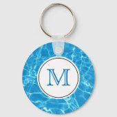 Monogram mousserend blauw zwemwater sleutelhanger (Voorkant)