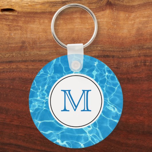 Monogram mousserend blauw zwemwater sleutelhanger (Voorkant)