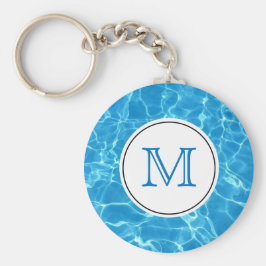 Monogram mousserend blauw zwemwater sleutelhanger
