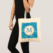 Monogram mousserend blauw zwemwater tote bag (Voorkant (product))