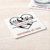 Monogram Mr en Mrs Red Black Wedding Kartonnen Onderzetters (Schuin)