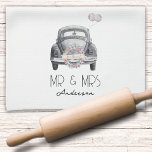 Monogram Mr. & Mrs Gewoon Getrouwd Theedoek<br><div class="desc">Een gepersonaliseerd cadeau voor de pasgetrouwden</div>