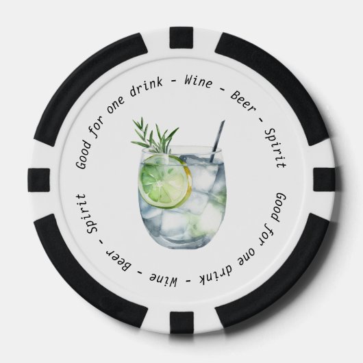 Monogram Mr. Mrs. Gin Tonic Drink Voucher Trouwen Poker Chips (Voorkant)