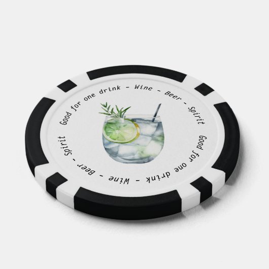 Monogram Mr. Mrs. Gin Tonic Drink Voucher Trouwen Poker Chips (Enkel)