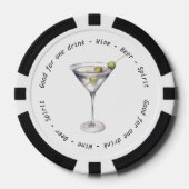 Monogram Mr. Mrs. Martini Drink Voucher Trouwen Poker Chips (Voorkant)