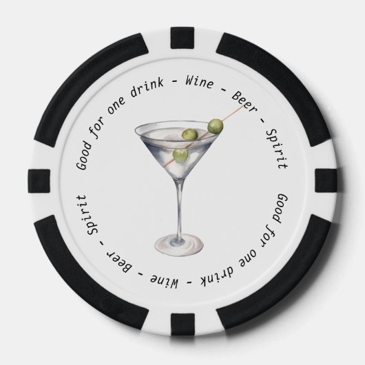 Monogram Mr. Mrs. Martini Drink Voucher Trouwen Poker Chips (Voorkant)