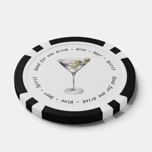 Monogram Mr. Mrs. Martini Drink Voucher Trouwen Poker Chips (Enkel)