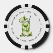 Monogram Mr. Mrs. Mojito Drink Voucher Trouwen Poker Chips (Voorkant)