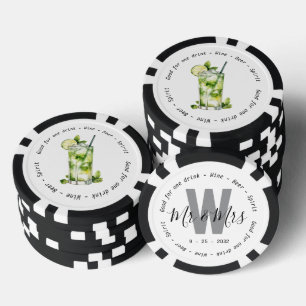 Monogram Mr. Mrs. Mojito Drink Voucher Trouwen Poker Chips