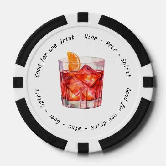Monogram Mr. Mrs. Negroni Drink Voucher Trouwen Poker Chips (Voorkant)