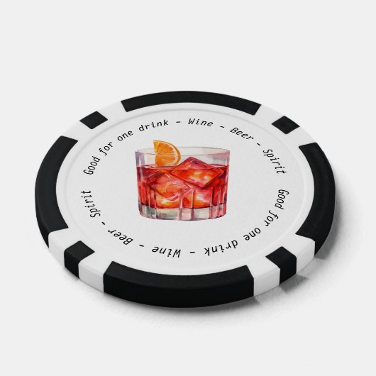 Monogram Mr. Mrs. Negroni Drink Voucher Trouwen Poker Chips (Enkel)